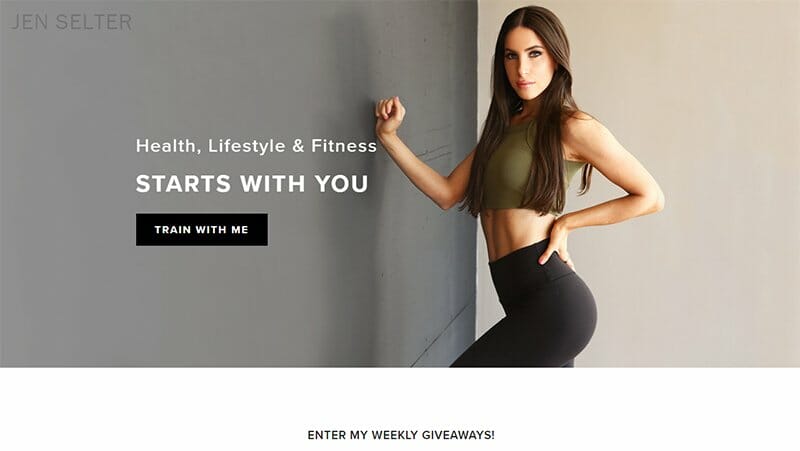 4. Jen Selter - Best Influencer Website Example