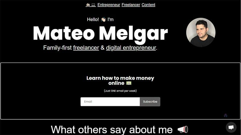 5. Mateo Melgar - Notion Website Example