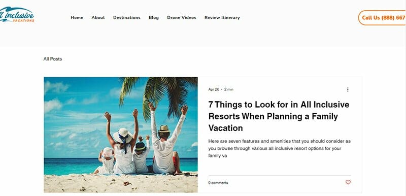 6. All Inclusive Vacations - Inspiring Travel Blog Example