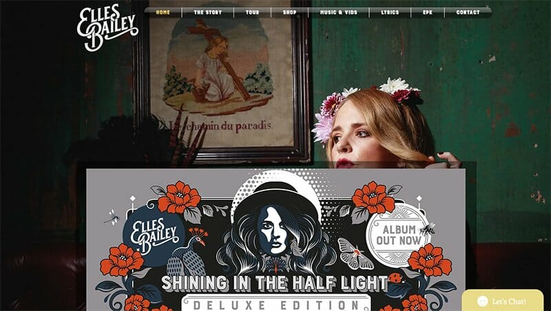 6. Elles Bailey - Singer and Songwriter Website Example