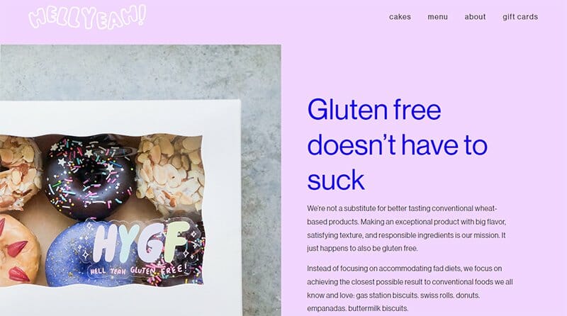 6. Hell Yeah - Bakery Website Example