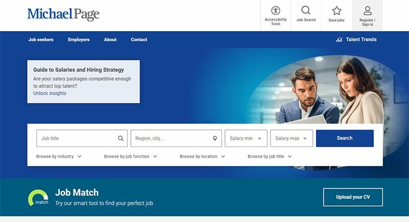 7. Michael Page - Recruitment Website Design Example