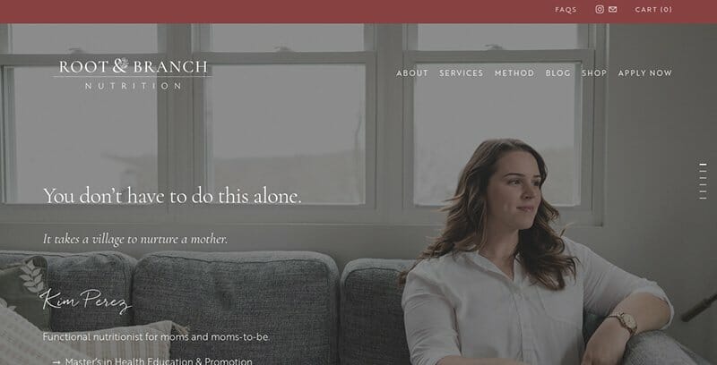 7. Root & Branch Nutrition - About Me Website Example