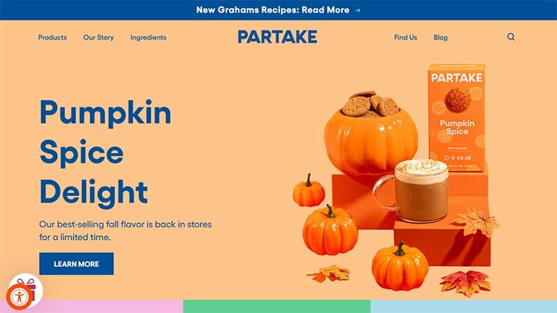 8. Partake Foods - Bakery Website Example
