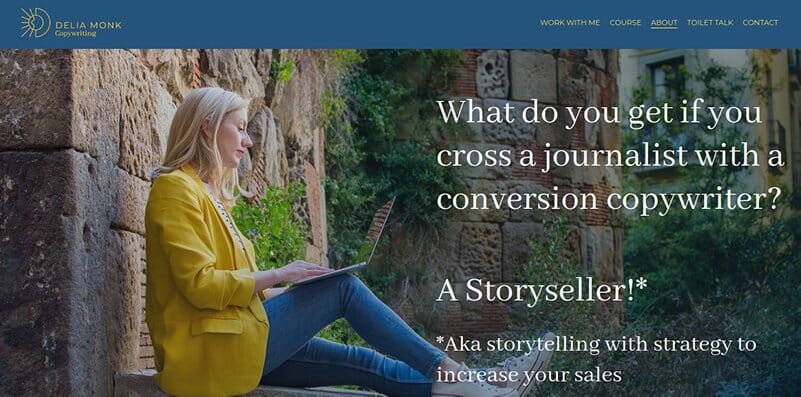 9. Delia Monk - About Me Website Example
