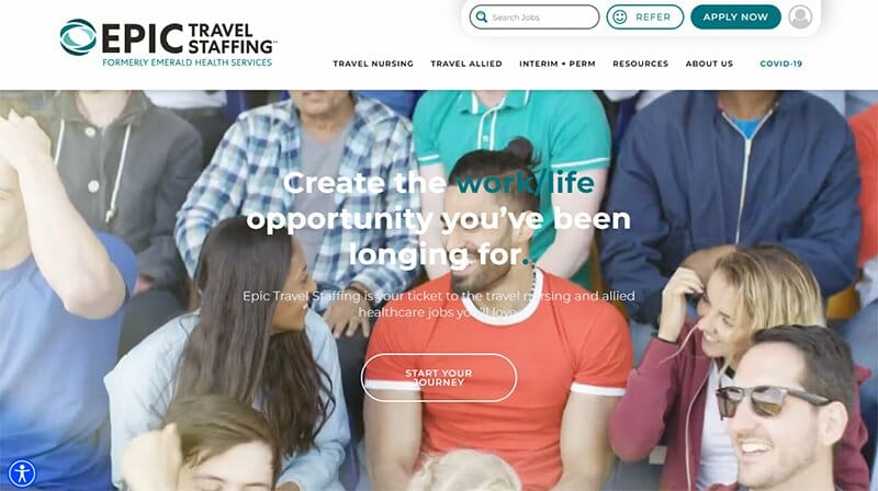 9. Epic Travel Staffing - Recruitment Website Design Example