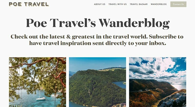 9. Poe Travel - Inspiring Travel Blog Example