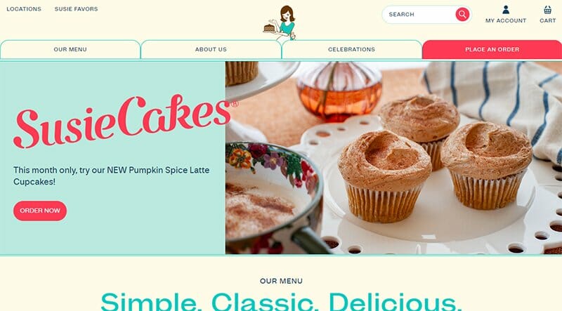 9. SusieCakes - Bakery Website Example