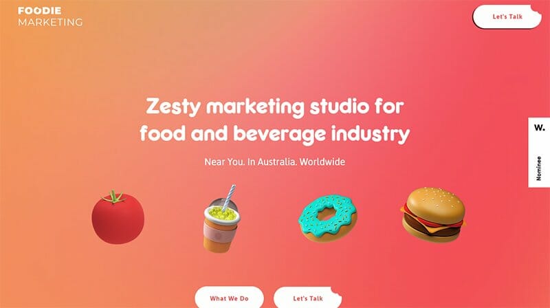 1. Foodie Marketing - Outstanding Marketing Website Design Example