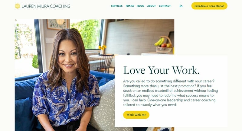 1. Lauren Miura - Best Life Coach Website Example