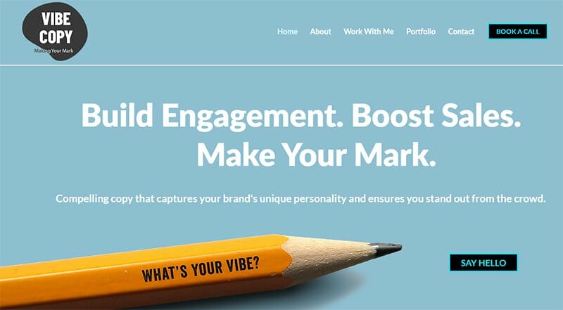 10. Vibe Copy - Creative Director Portfolio Website Example