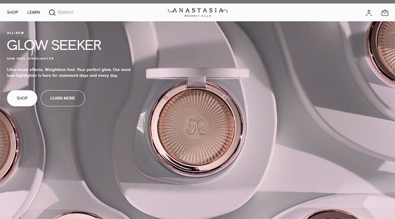 11. Anastasia Beverley Hills - Best Elegant Website Example