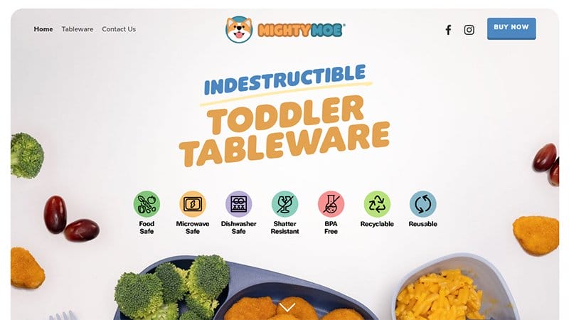12. MightyMoe Kid's Dinnerware - Best Animation Website Example