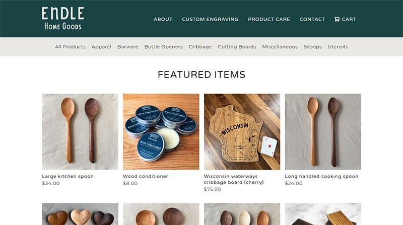 13. Endle Home Goods - Best Big Cartel Website Example