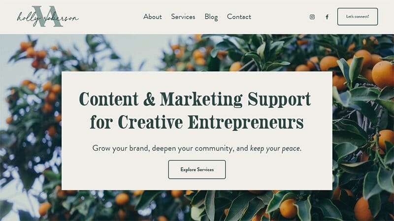 13. Holly Roberson - Virtual Assistant Website Example