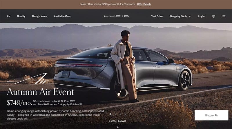 13. Lucid Motors - Best News Website Designs For Inspiration