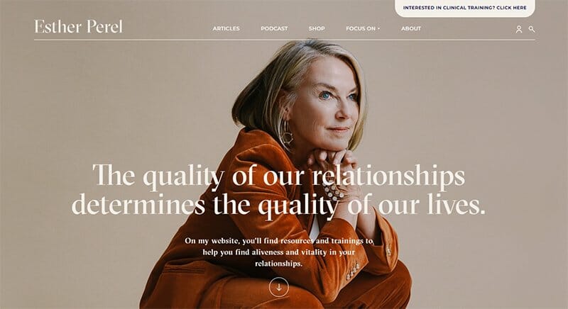 14. Esther Perel - Best Life Coach Website Example
