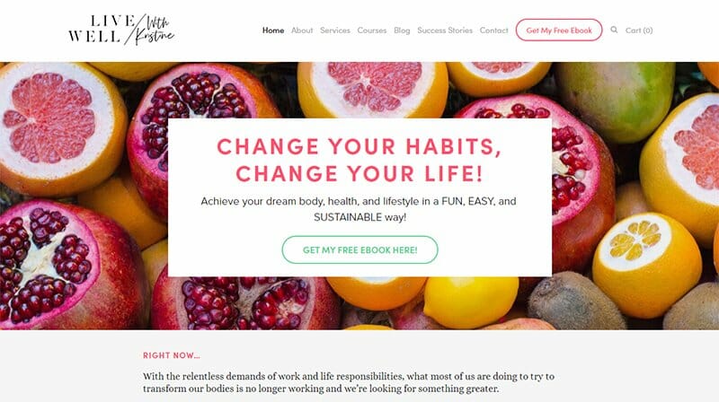 14. Live Well With Kristine - Best Health Coaching Website Example