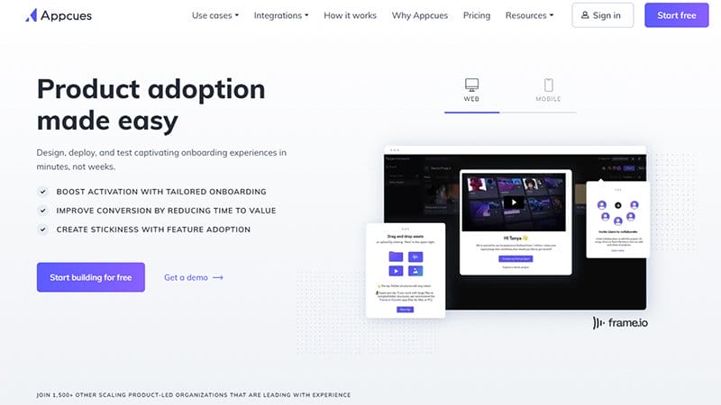 16. Appcues - Best Static Websites Example