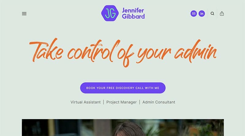 16. Jennifer Gibbard VA - Virtual Assistant Website Example