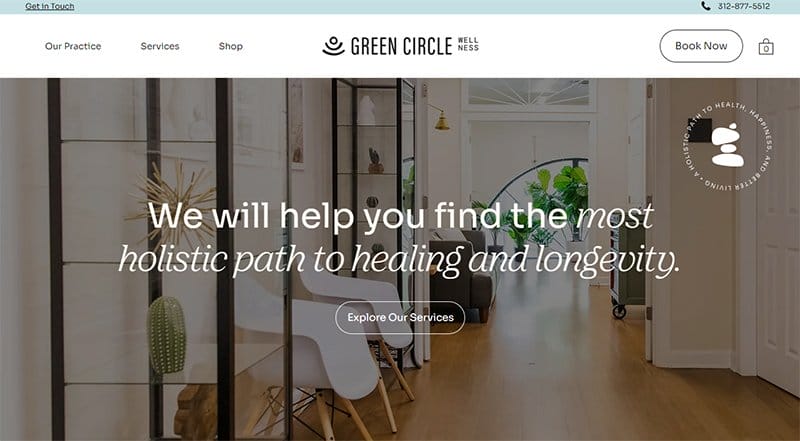 19. Green Circle Wellness - Best Editor X Website Example