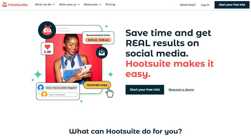 19. Hootsuite - Best Static Websites Example