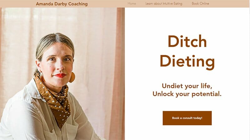 2. Amanda Darby Coaching - Best Health Coaching Website Example