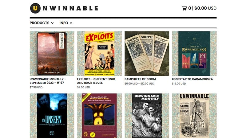 21. Unwinnable - Best Big Cartel Website Example