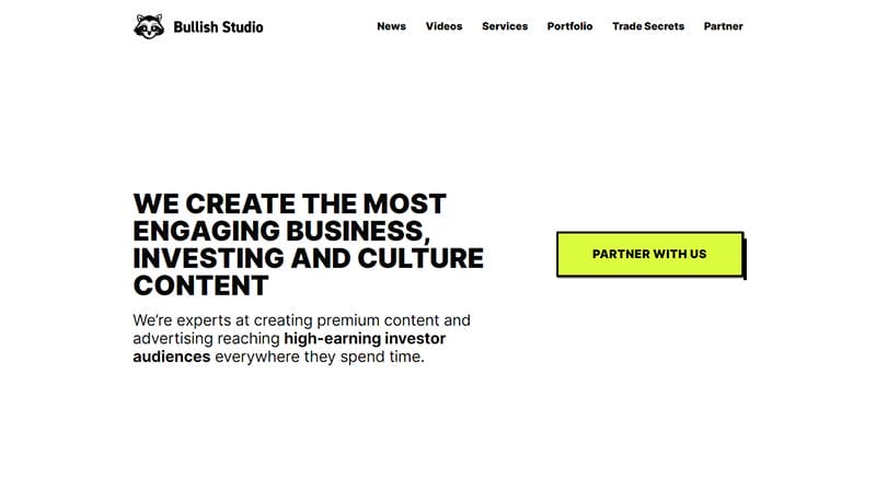 22. Bullish Studio - Best Informational Website Example