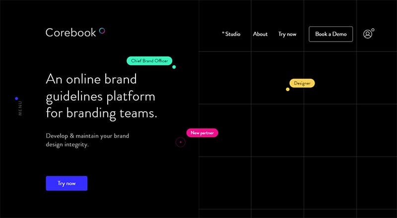 22. Corebook - Best Animation Website Example