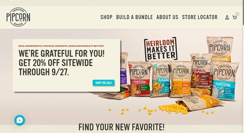 28. Pipcorn Heirloom Snacks - Unique Websites With Parallax Scrolling Effect