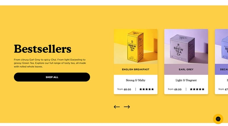3. Brew Tea Co - Best Website Carousel Example