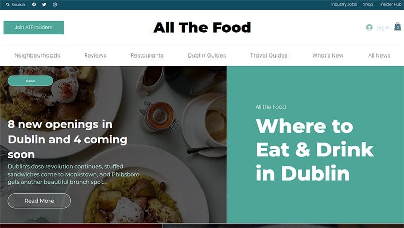 4. All The Food - Best Informational Website Example