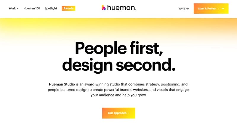 4. Hueman Studio- Best Elegant Website Example