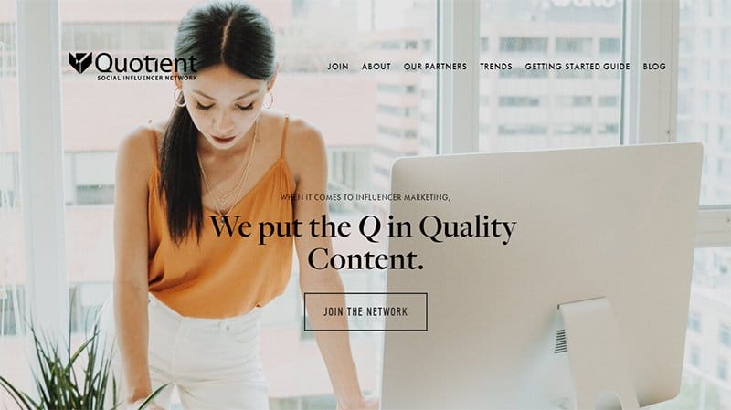 5. Quotient Social Influencer Network - Best Informational Website Example