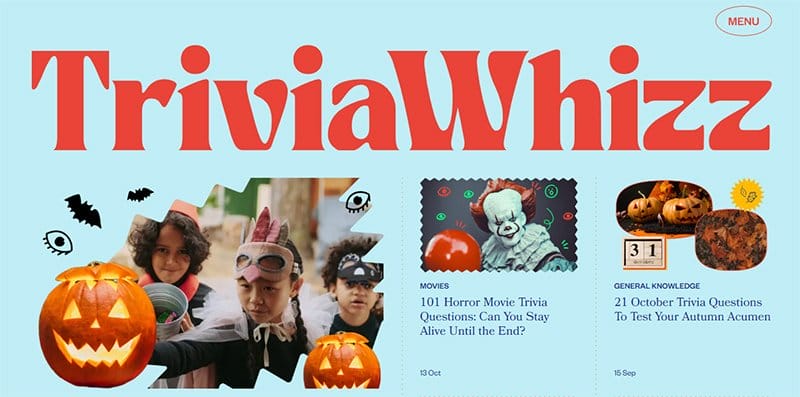 5. TriviaWhizz - Best News Website Designs For Inspiration