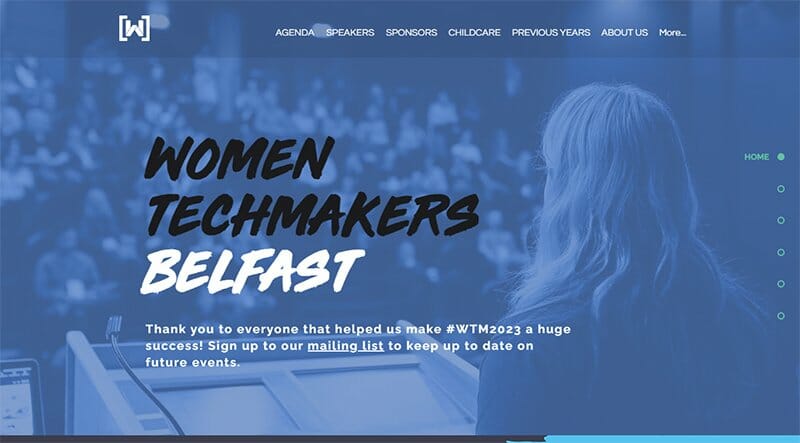 5. Women Techmakers Belfast - Conference Website Design Example