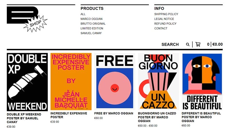 6. Brutto Shop - Best Big Cartel Website Example