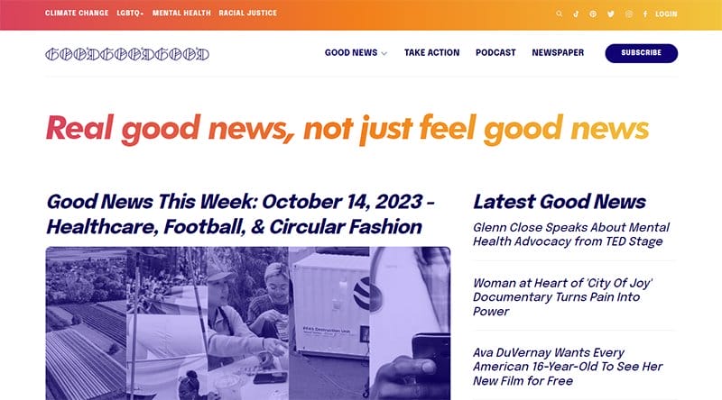 6. Good News - Best News Website Designs For Inspiration