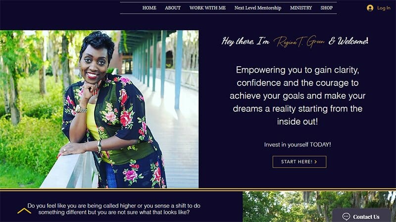6. Regina T Green - Best Life Coach Website Example