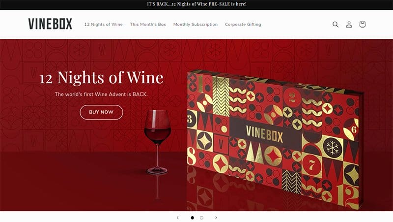 6. Vinebox - Best B2B Website Example