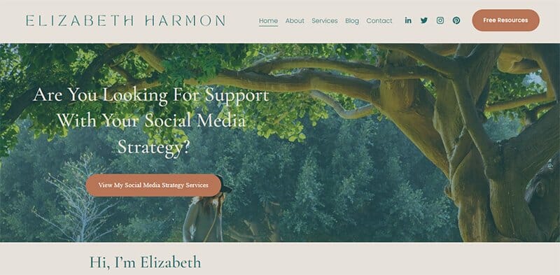 7. Elizabeth Harmon - Outstanding Marketing Website Design Example