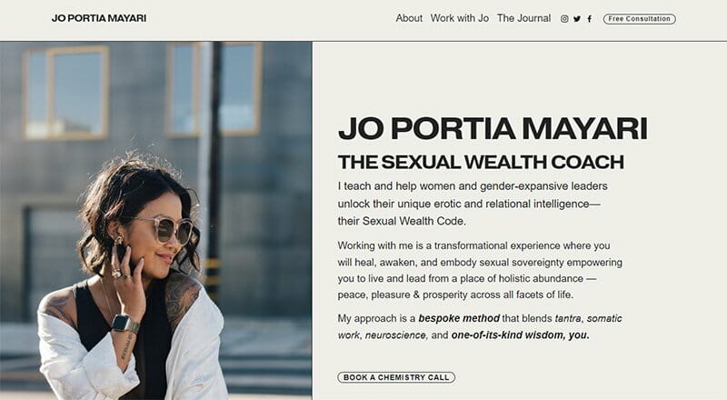 7. Jo Portia Mayari - Best Health Coaching Website Example
