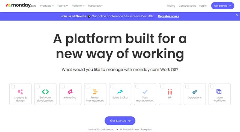 8. Monday.com - Best B2B Website Example