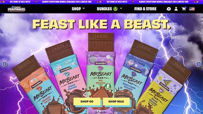 9. Feastables - Best Animation Website Example