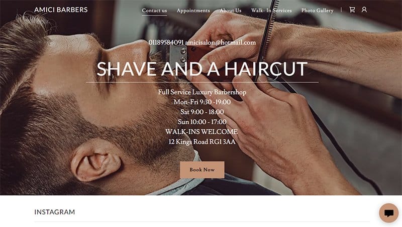 1. Amici Barbers - GoDaddy Website Example