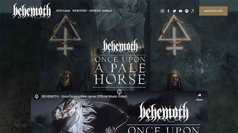 1. Behemoth - Best Band Website Example