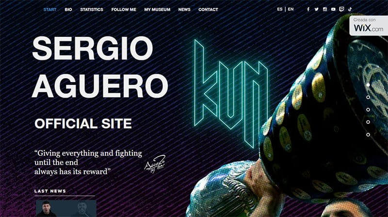1. Sergio Aguero - Best Website Homepage Design Example