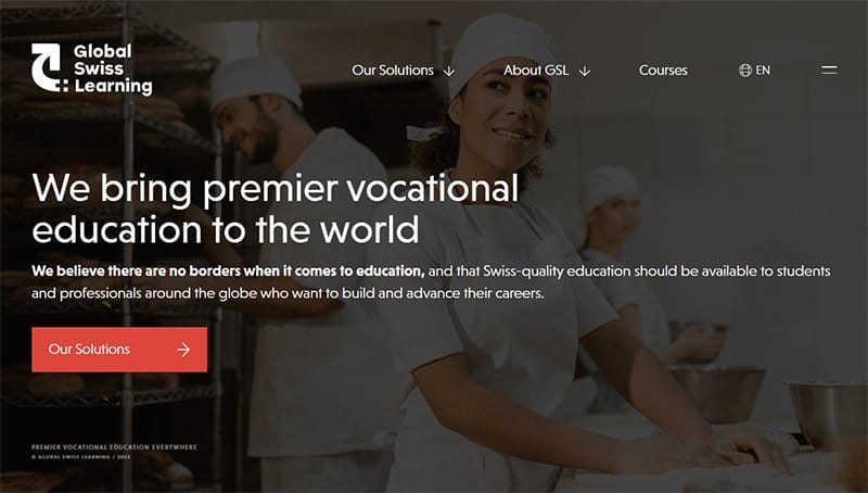 10. Global Swiss Learning - Great Education Website Example