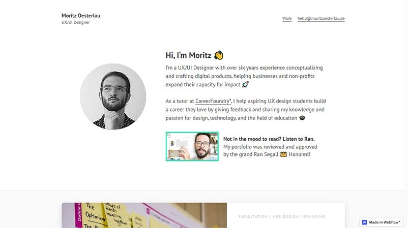 10. Moritz Oesterlau - Content Creator Portfolio Example